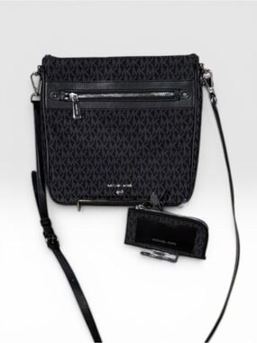 Michael Kors Jet Set Charm Crossbody Bag L Zip Card Case Wallet Set Black